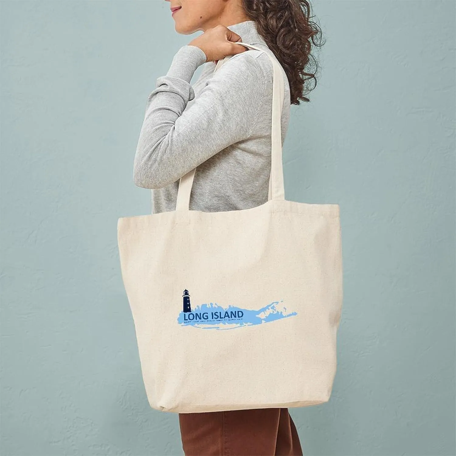 CafePress Long Island New York. Tote Bag Reusable Natural Beige Canvas Shopping Bag
