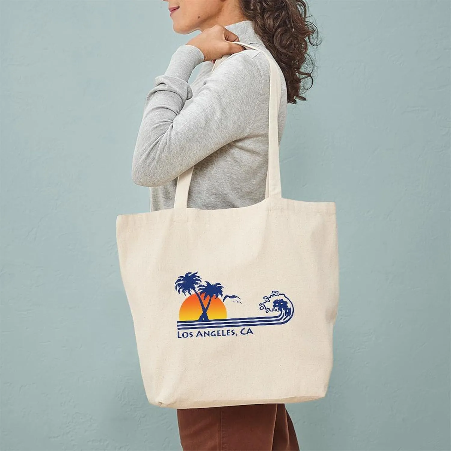 CafePress Los Angeles, CA Tote Bag Reusable Natural Beige Canvas Shopping Bag