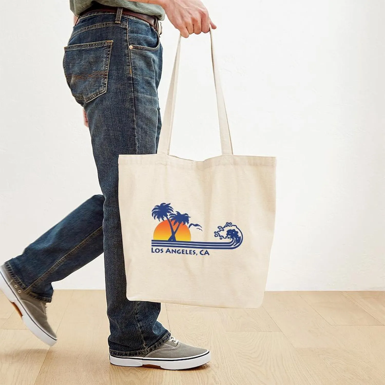 CafePress Los Angeles, CA Tote Bag Reusable Natural Beige Canvas Shopping Bag