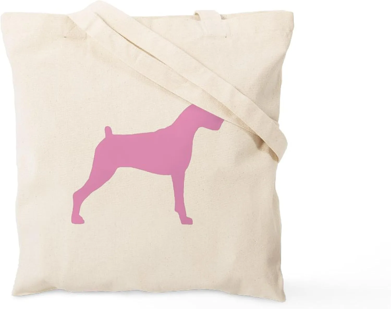 CafePress Pink Boxer Dog Tote Bag Reusable Natural Beige Canvas Shopping Bag