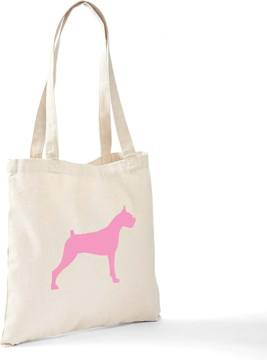 CafePress Pink Boxer Dog Tote Bag Reusable Natural Beige Canvas Shopping Bag