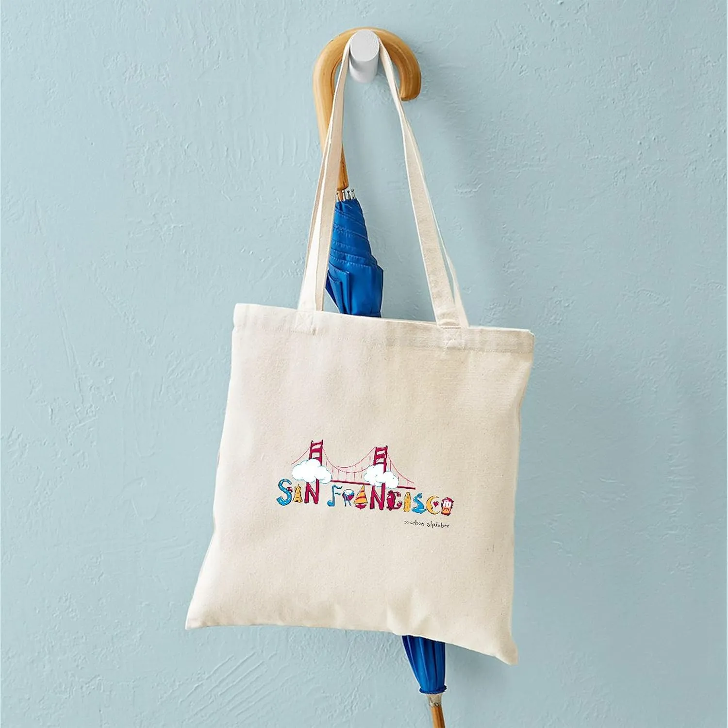 CafePress San Francisco Tote Bag Reusable Natural Beige Canvas Shopping Bag
