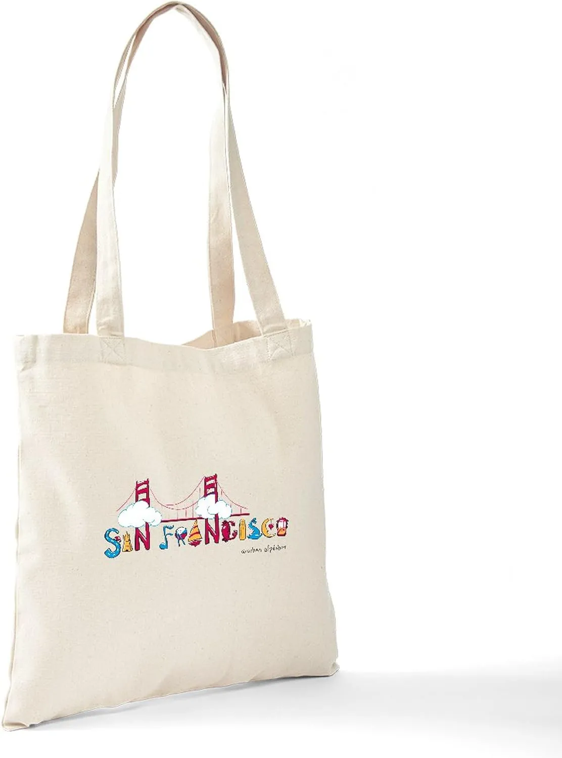 CafePress San Francisco Tote Bag Reusable Natural Beige Canvas Shopping Bag