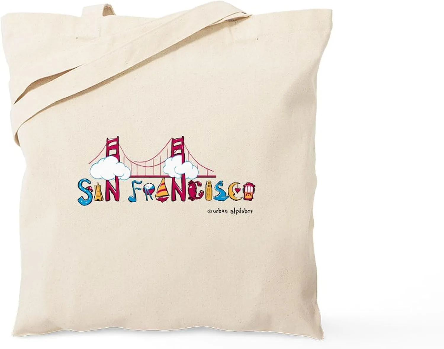 CafePress San Francisco Tote Bag Reusable Natural Beige Canvas Shopping Bag