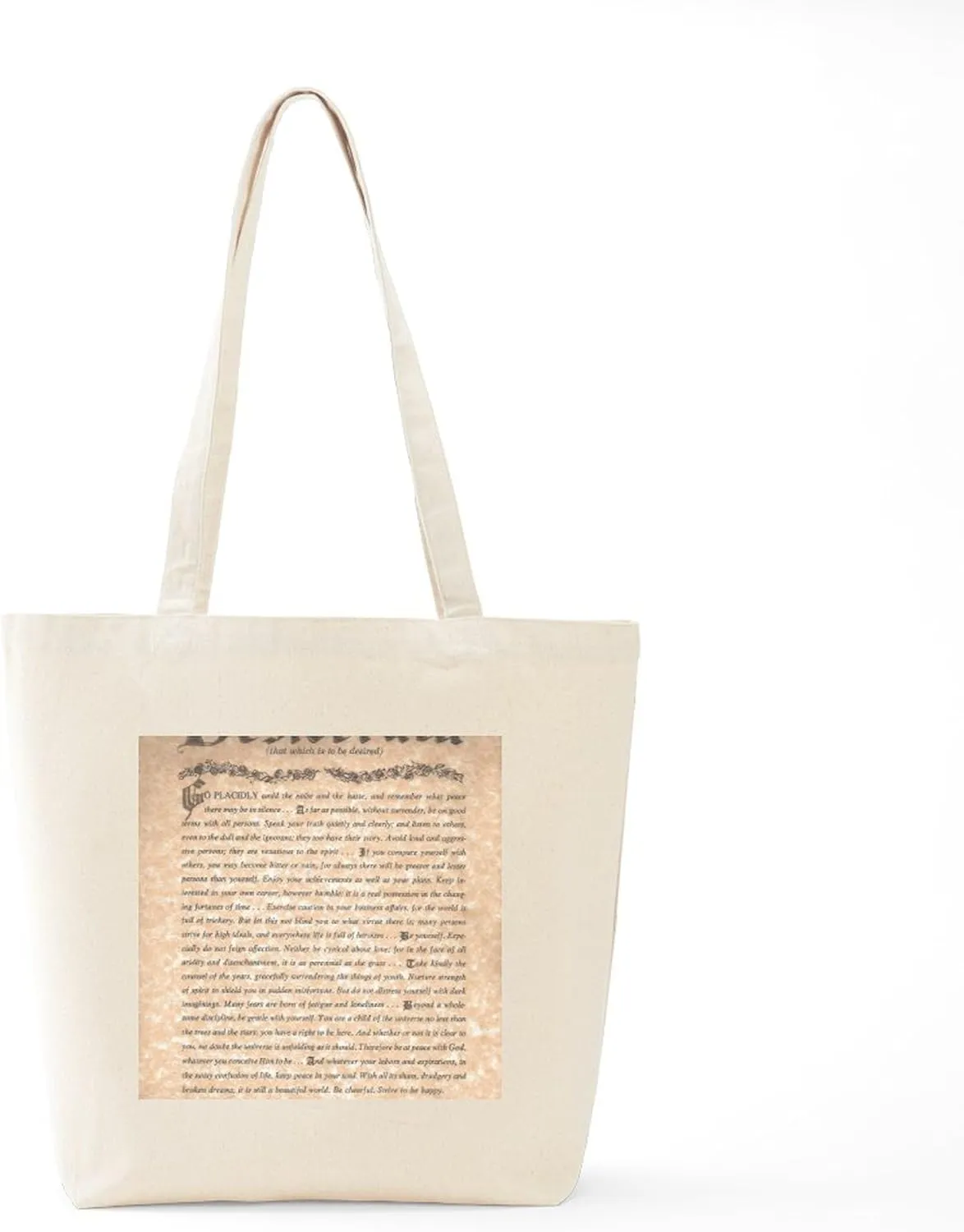 CafePress The Desiderata Poem By Max Ehrmann Tote Bag Reusable Natural Beige Canvas Shopping Bag