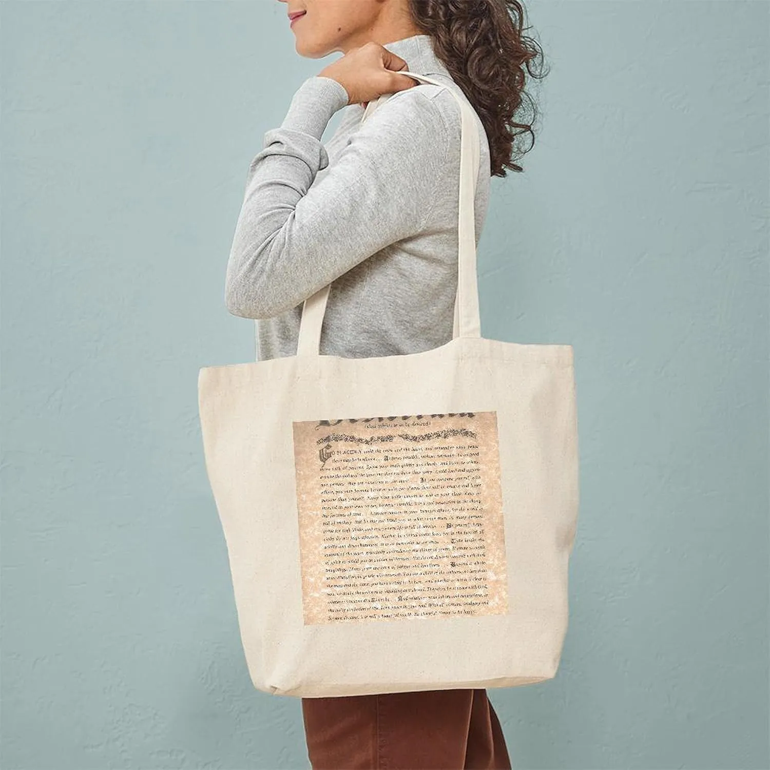 CafePress The Desiderata Poem By Max Ehrmann Tote Bag Reusable Natural Beige Canvas Shopping Bag