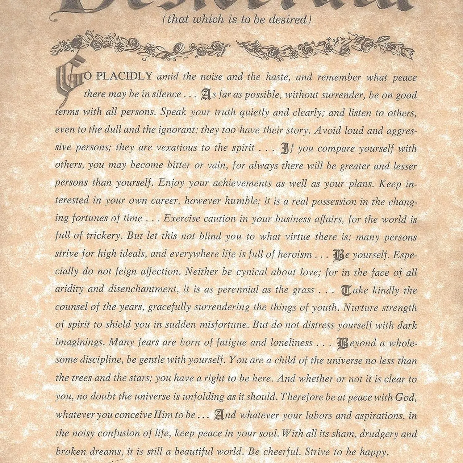 CafePress The Desiderata Poem By Max Ehrmann Tote Bag Reusable Natural Beige Canvas Shopping Bag