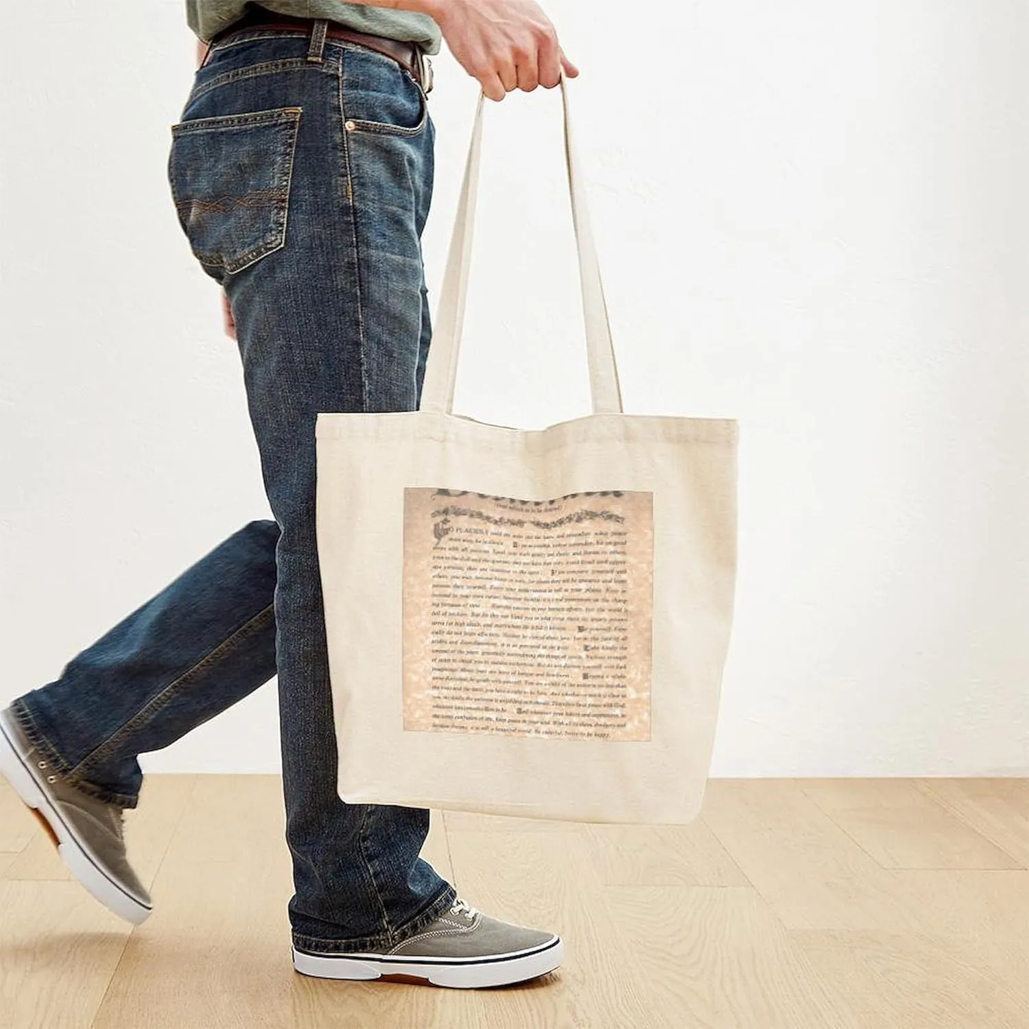 CafePress The Desiderata Poem By Max Ehrmann Tote Bag Reusable Natural Beige Canvas Shopping Bag
