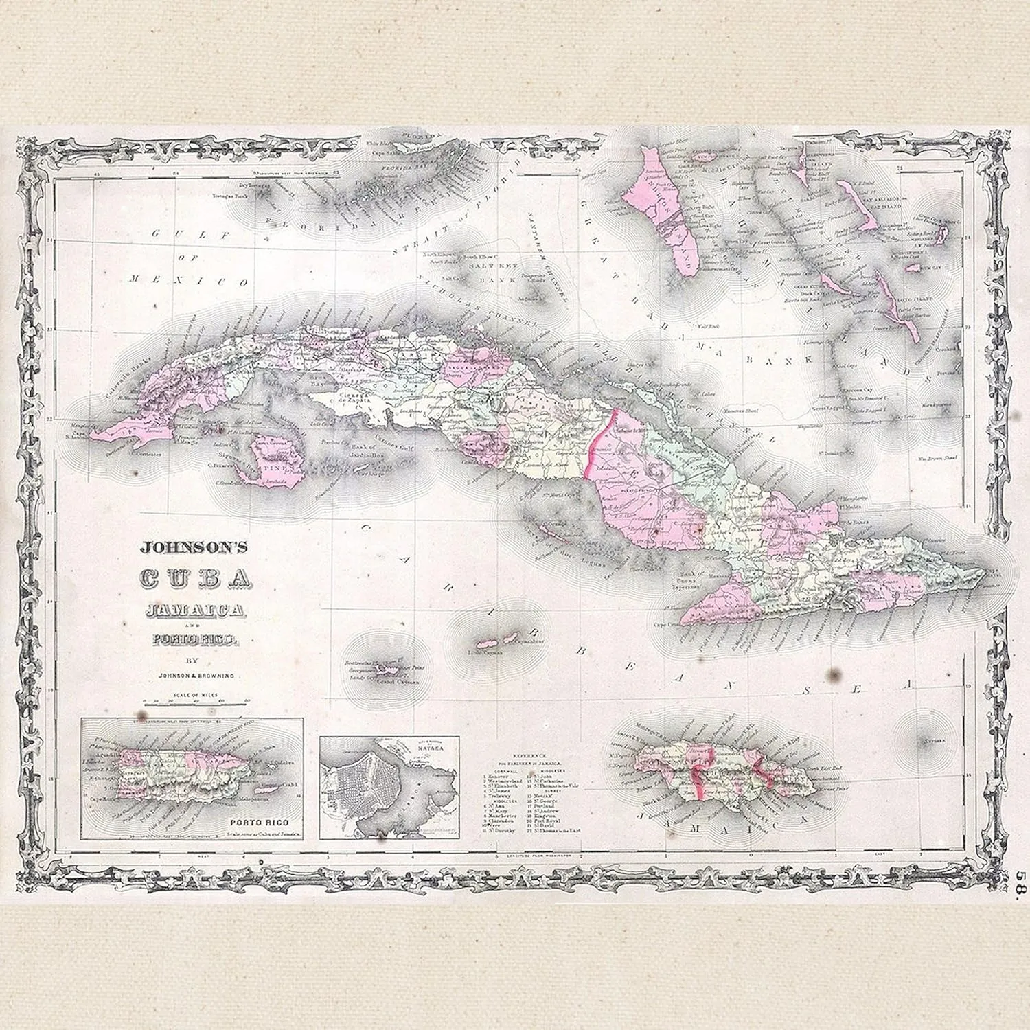 CafePress Vintage Map Of Cuba (1861) Tote Bag Reusable Natural Beige Canvas Shopping Bag