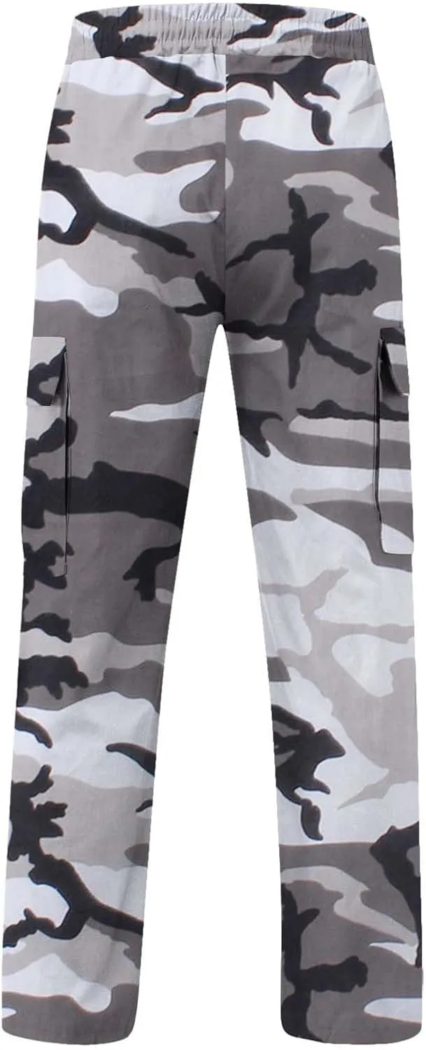 Camo Cargo Pants for Men Waterproof Outdoor Work Pants Construction Flex Tactical Pants Multi Pockets Hiking Pants