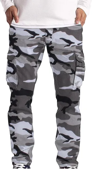 Camo Cargo Pants for Men Waterproof Outdoor Work Pants Construction Flex Tactical Pants Multi Pockets Hiking Pants
