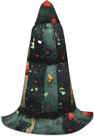 Cartoon Strips Halloween Cape For Teenagers, Hooded Cloak Long Cape Costume Cloak For Party Or Cosplay