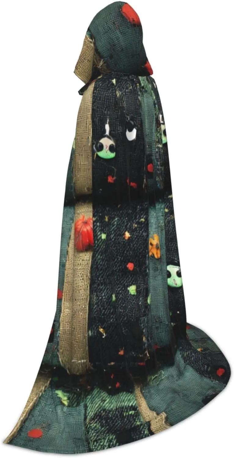 Cartoon Strips Halloween Cape For Teenagers, Hooded Cloak Long Cape Costume Cloak For Party Or Cosplay