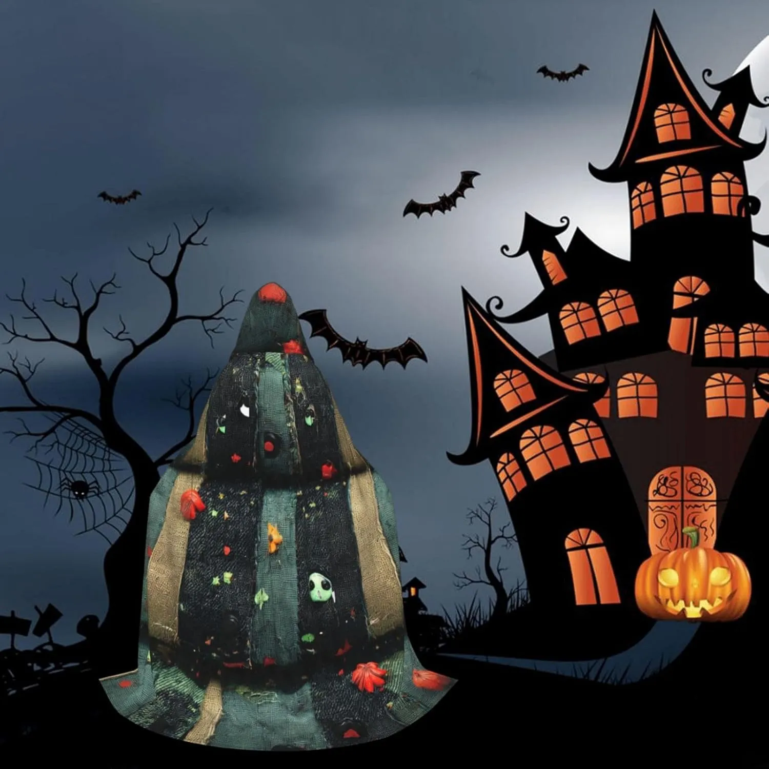 Cartoon Strips Halloween Cape For Teenagers, Hooded Cloak Long Cape Costume Cloak For Party Or Cosplay
