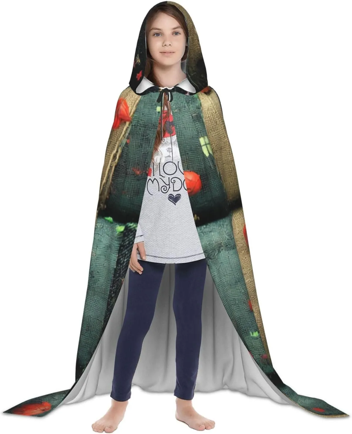 Cartoon Strips Halloween Cape For Teenagers, Hooded Cloak Long Cape Costume Cloak For Party Or Cosplay