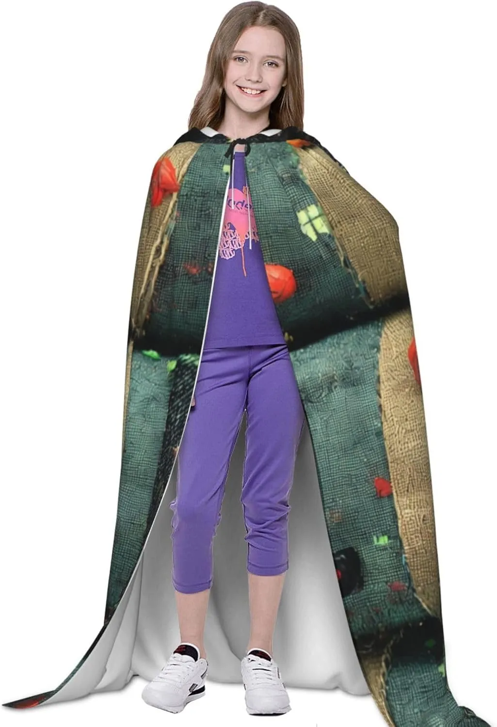 Cartoon Strips Halloween Cape For Teenagers, Hooded Cloak Long Cape Costume Cloak For Party Or Cosplay