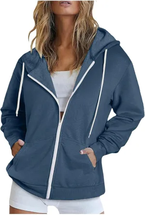 Ceboyel Sweatshirt for Womens Fashion Full Zip Hoodie Oversized Long Sleeve Jackets Y2k Trendy Teen Girls Fall Clothes 2023