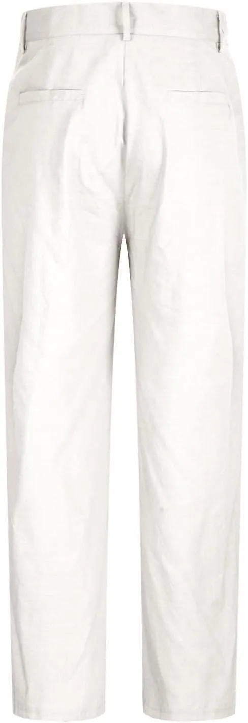 Chino Linen Pants for Men Wide Leg Elastic Waist Pants Breathable Big and Tall Plain Beach Trousers