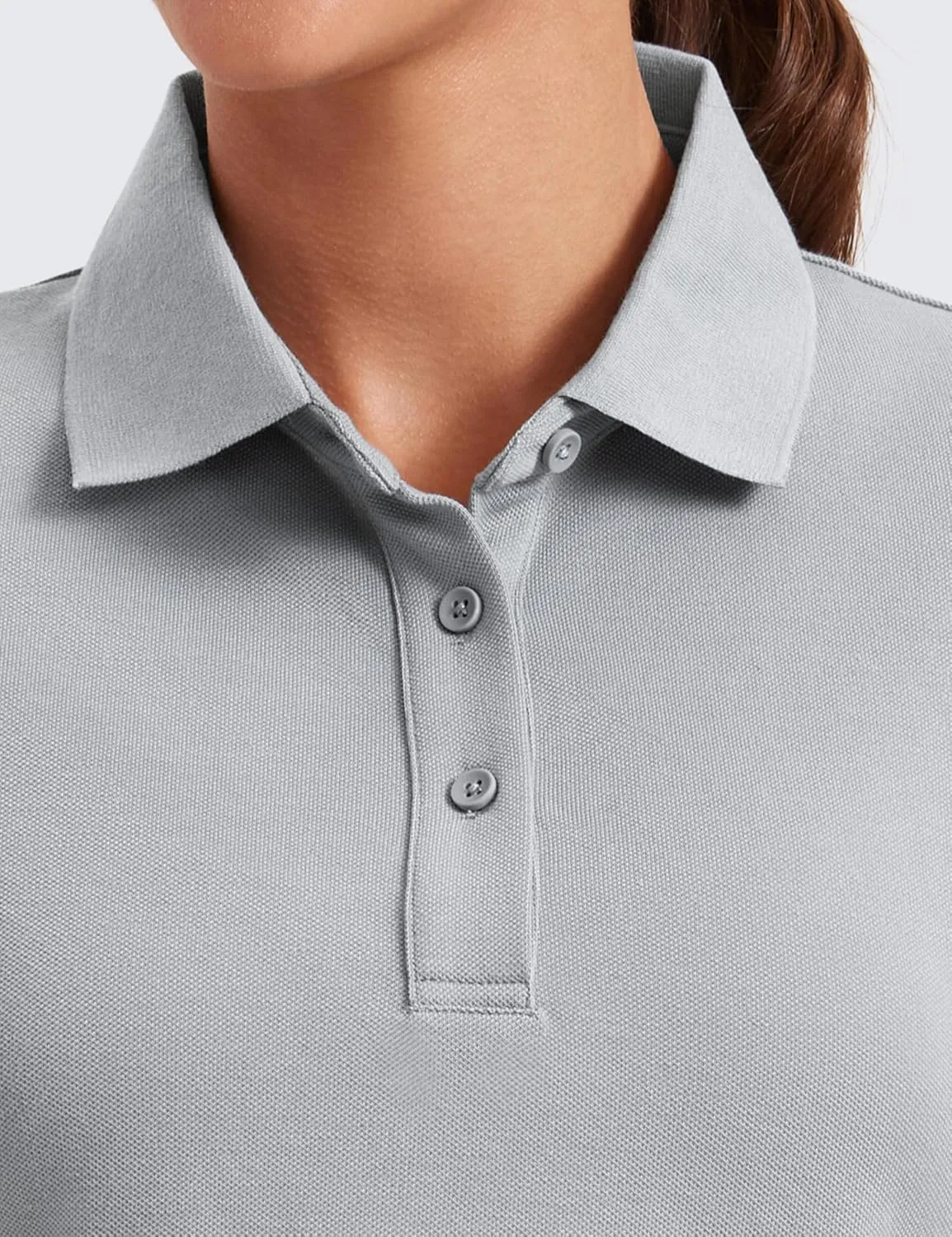 CRZ YOGA Golf Crop Polo Shirts for Women 3 Button Collared Quick Dry Tennis T-Shirt Short Sleeve Workout Athletic Tops