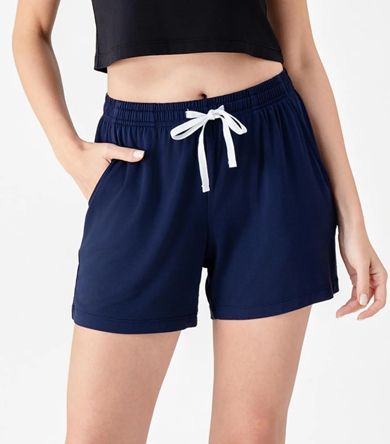 DAVID ARCHY 2-Pack Women Pajama Shorts Viscose Made from Bamboo Sleep Shorts Lounge Comfy Soft Pj Bottoms with Pockets