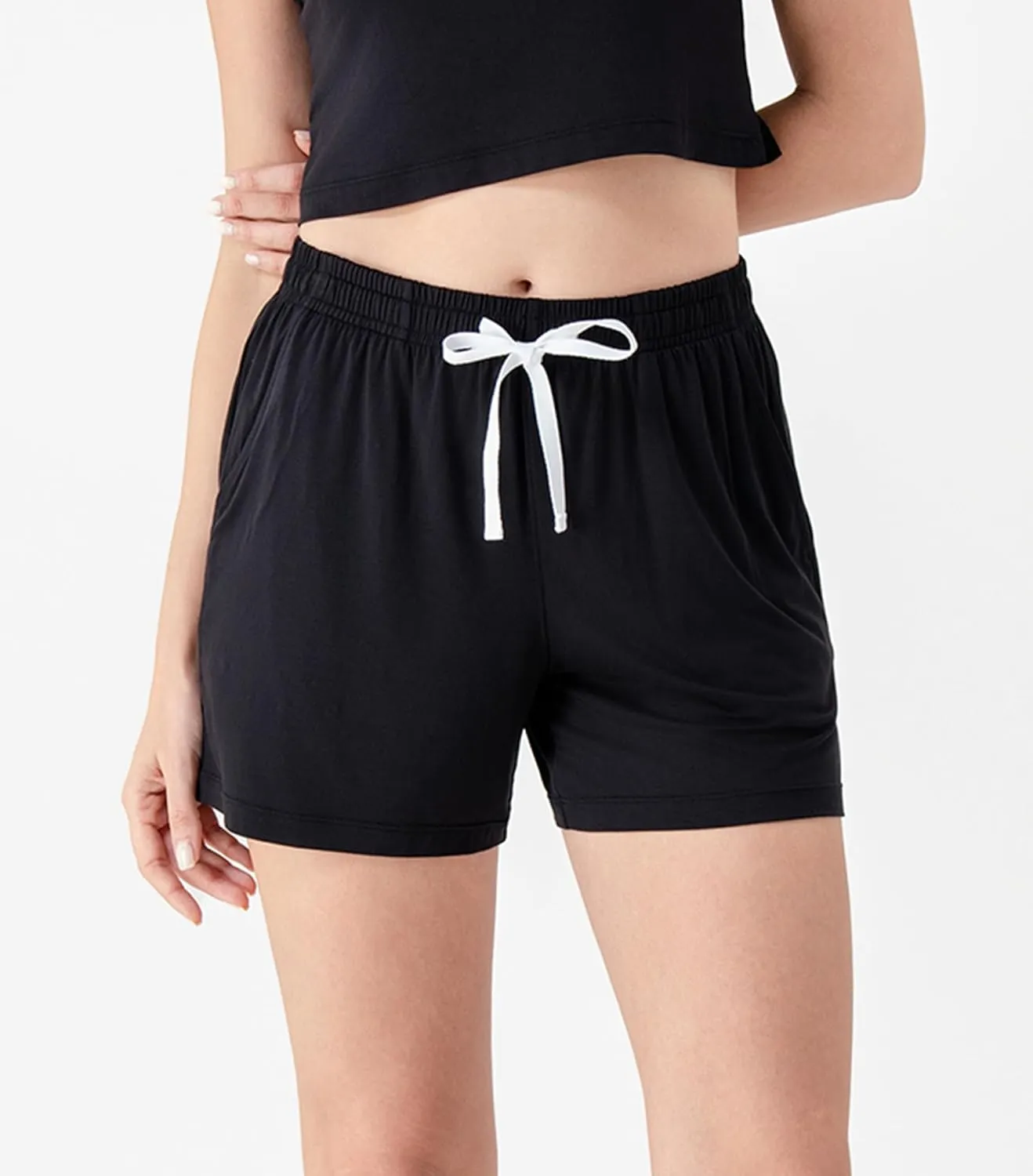 DAVID ARCHY 2-Pack Women Pajama Shorts Viscose Made from Bamboo Sleep Shorts Lounge Comfy Soft Pj Bottoms with Pockets