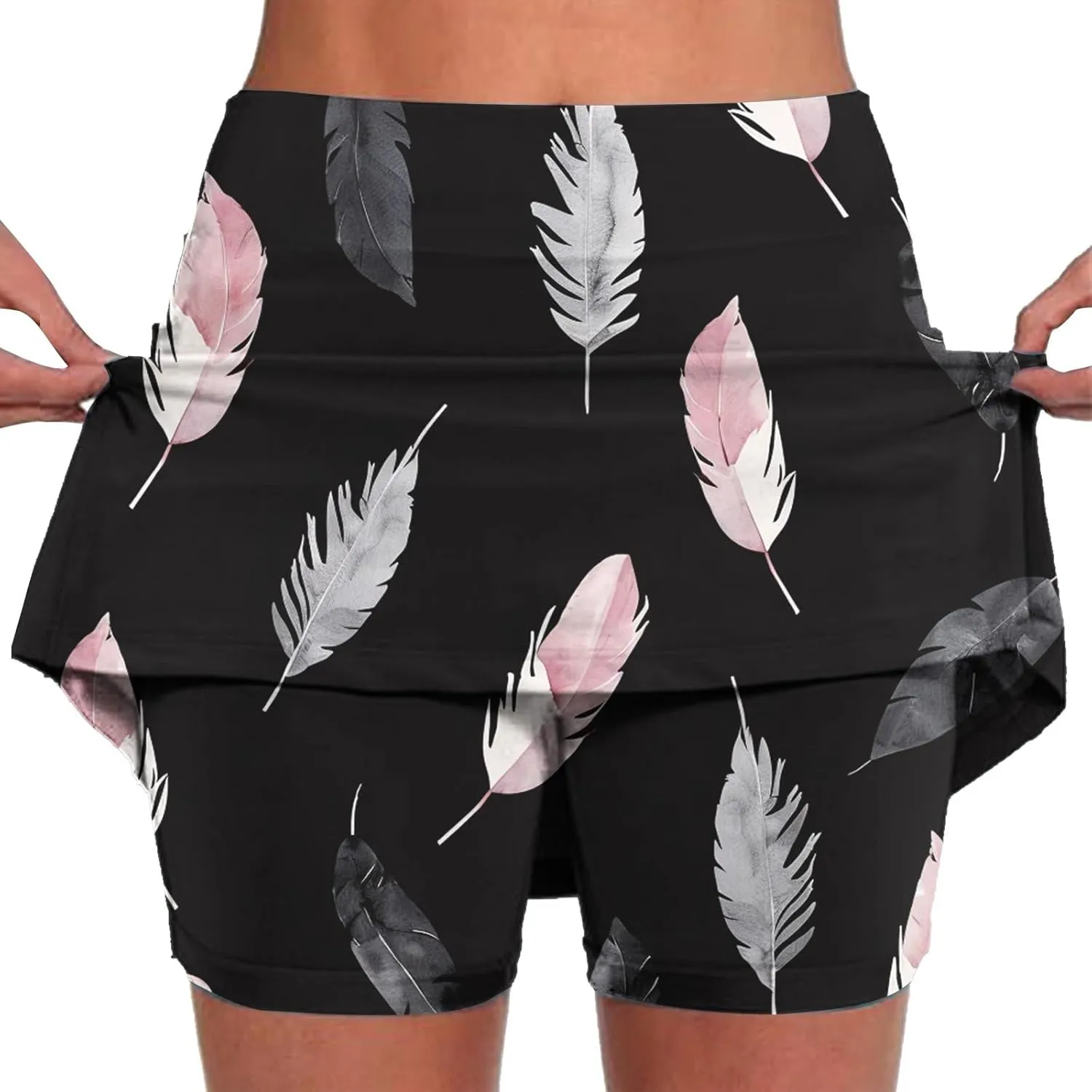 DDAPJ pyju Women Tennis Skirts High Waisted Active Performance Golf Skort Trendy Printed Skirt with Shorts Workout Outfits