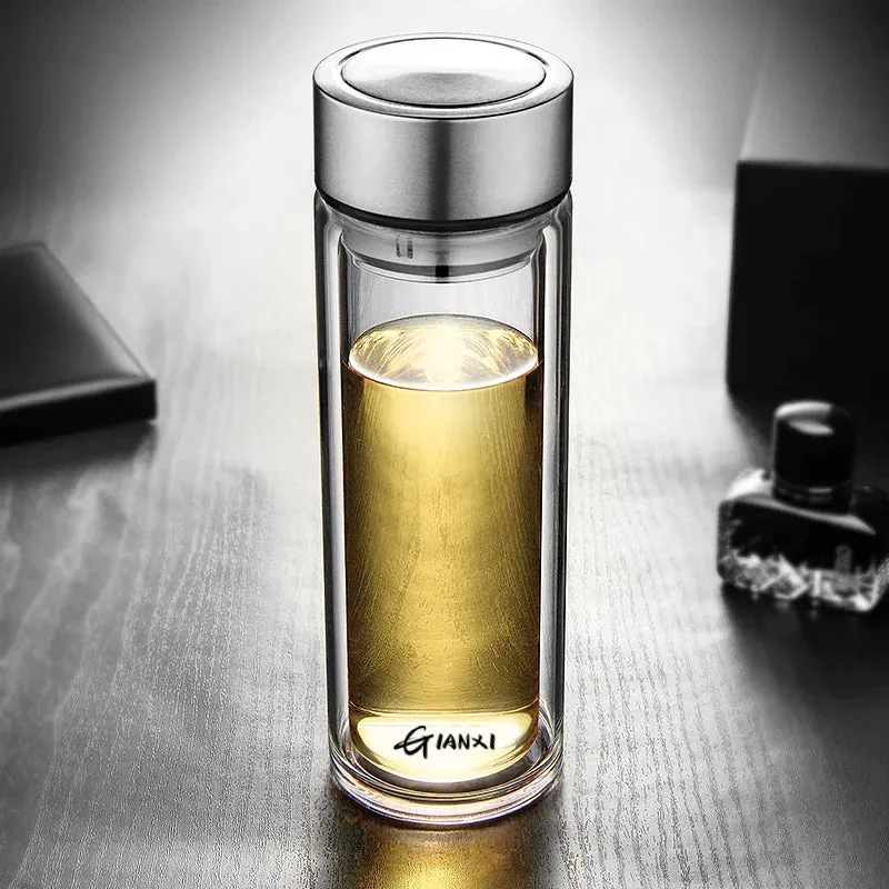 Double Layer Glass Cup with Tea Filter