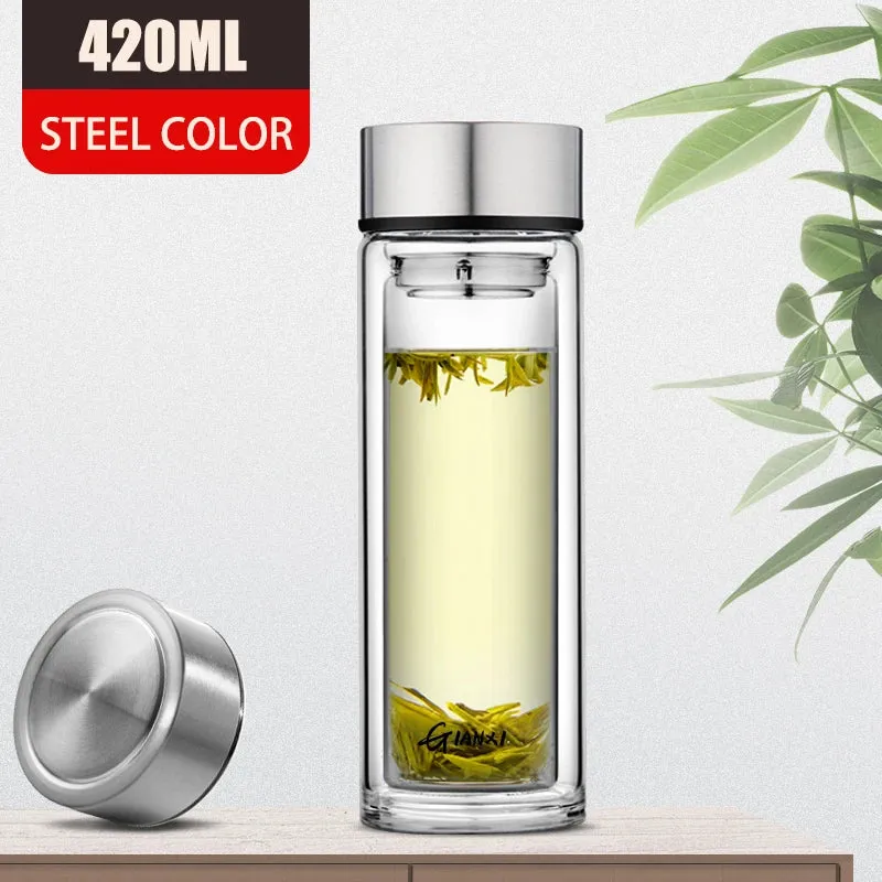 Double Layer Glass Cup with Tea Filter