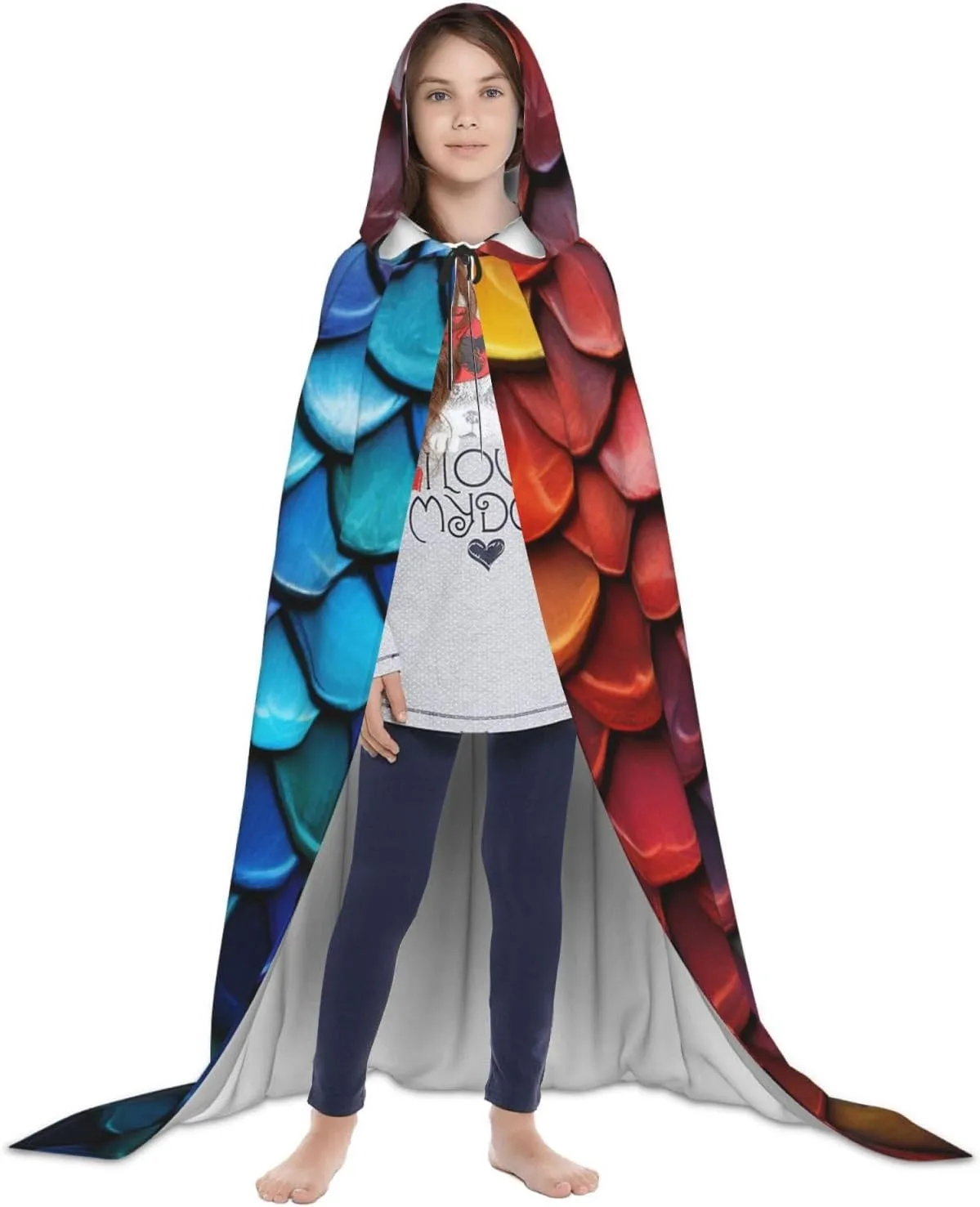 Dragon Colored Scales Halloween Cape For Teenagers, Hooded Cloak Long Cape Costume Cloak For Party Or Cosplay