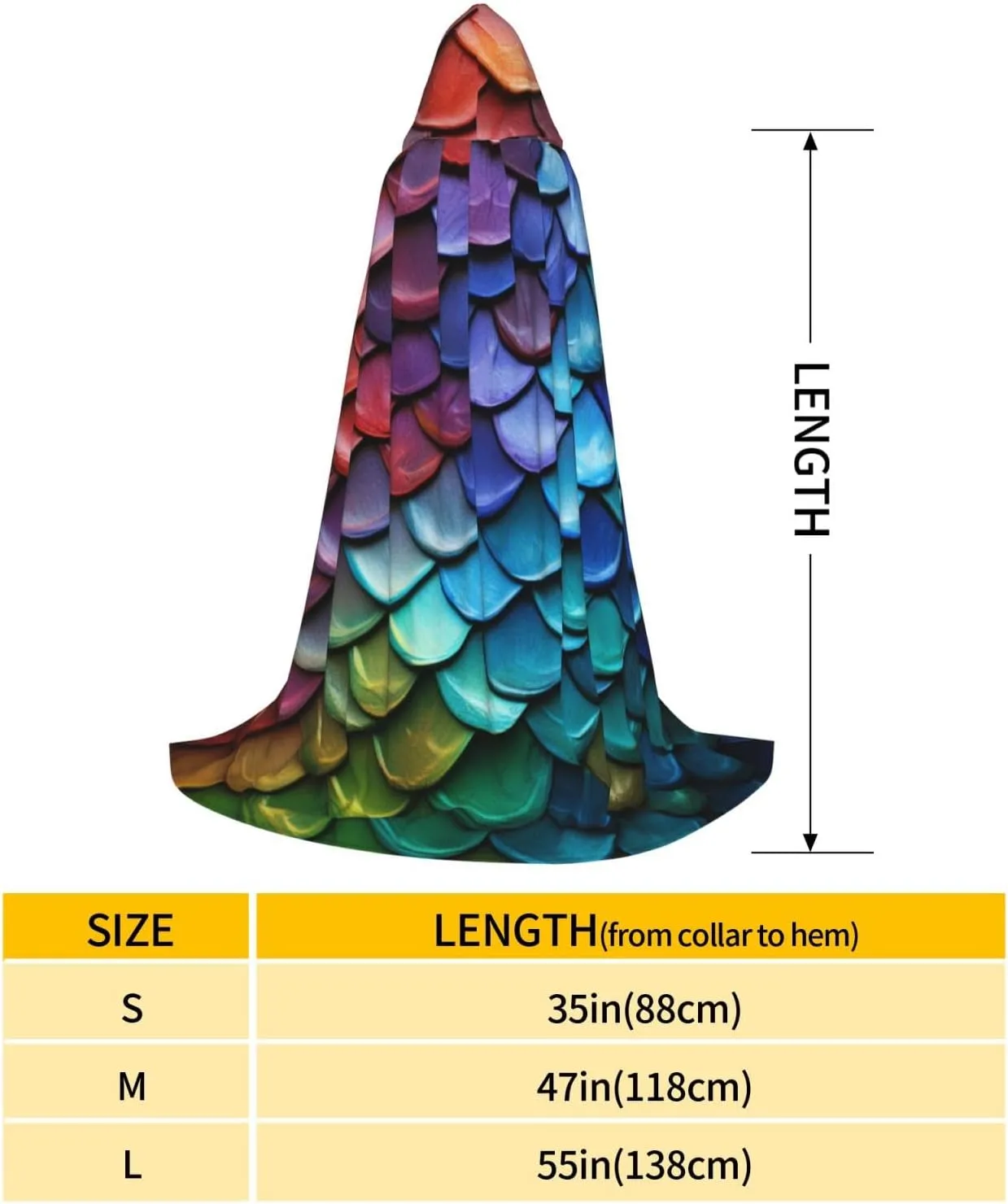 Dragon Colored Scales Halloween Cape For Teenagers, Hooded Cloak Long Cape Costume Cloak For Party Or Cosplay