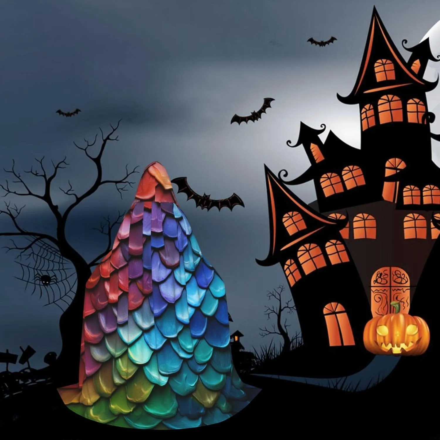 Dragon Colored Scales Halloween Cape For Teenagers, Hooded Cloak Long Cape Costume Cloak For Party Or Cosplay