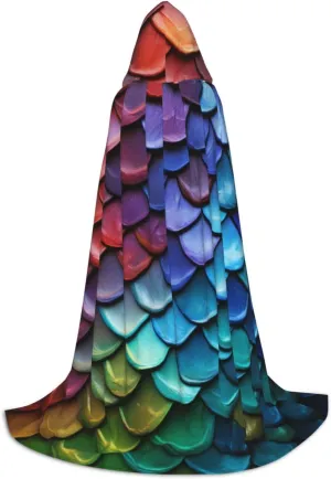 Dragon Colored Scales Halloween Cape For Teenagers, Hooded Cloak Long Cape Costume Cloak For Party Or Cosplay