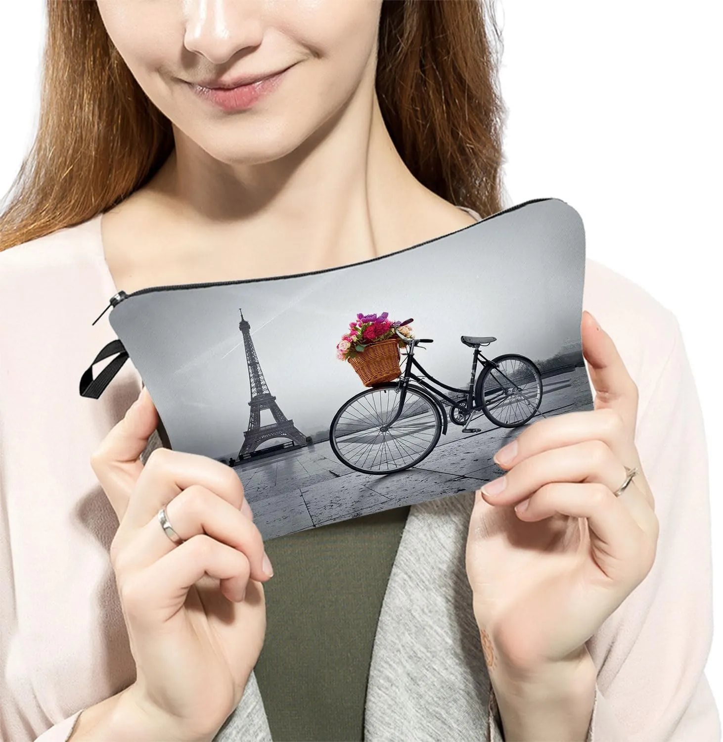 Eiffel Tower Cosmetic Bag for Women Cute Small Makeup Bag for Purse Travel Toiletry Zipper Pouch for Girls Gift for Sisters Eiffel Tower Makeup Bag for Her
