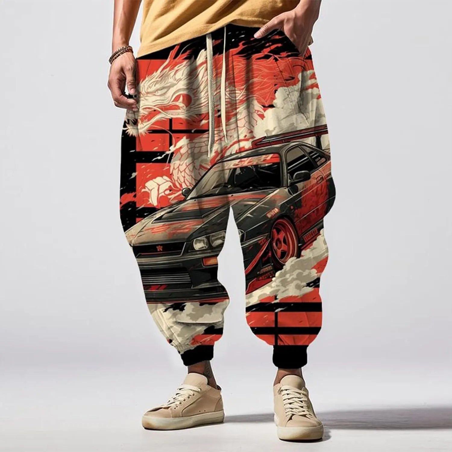 Elastic Waist Hippie Pant Street Feel Casual Sweatpants Mens Linen Cargo Jogger Pant Anime Clothes Baggy Sweatpants
