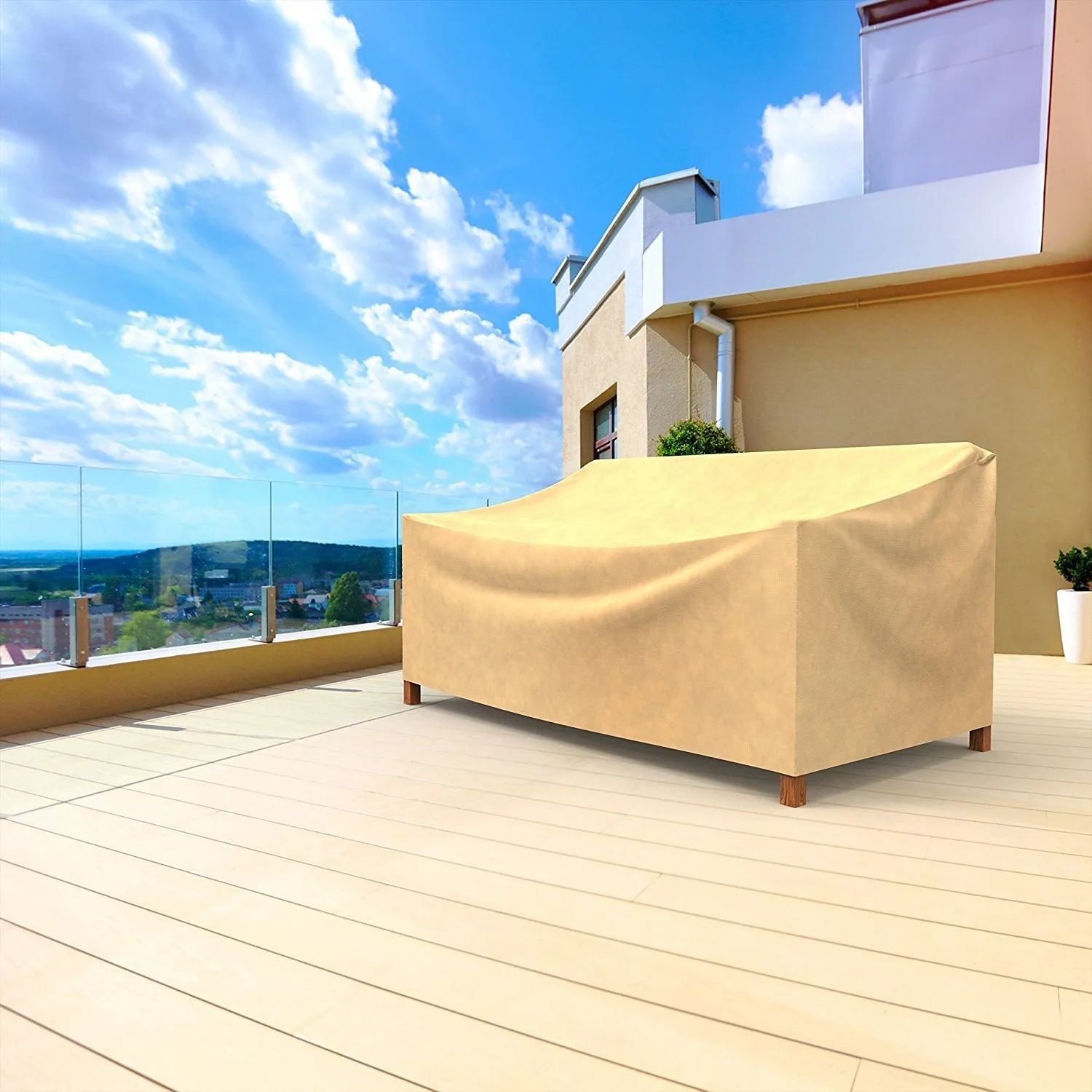 EmpirePatio Large Wicker Sofa Covers 37 in High - Nutmeg