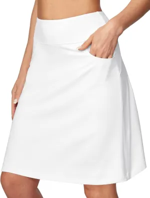 Ewedoos Knee Length Skorts Skirts for Women with 3 Pockets High Waisted 20Golf Skirts for Women Athletic Skort White