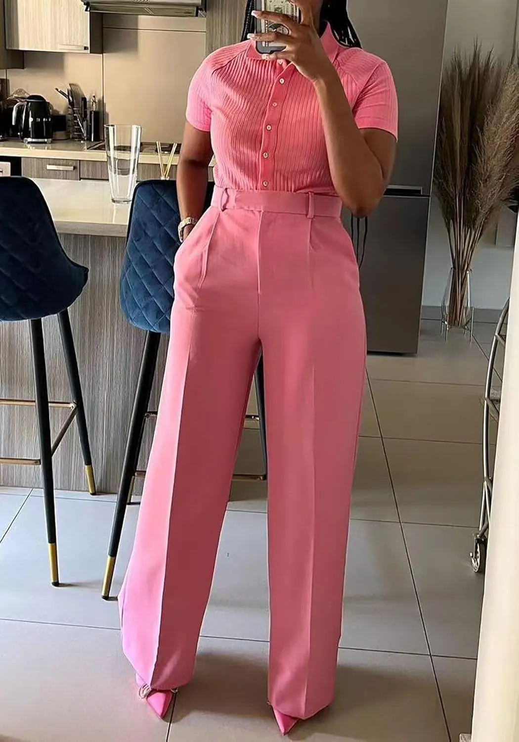 Famnbro Womens Dress Pants Slacks High Waisted Wide Leg Yoga Business Work Pants Trousers