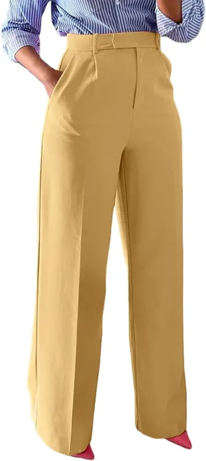 Famnbro Womens Dress Pants Slacks High Waisted Wide Leg Yoga Business Work Pants Trousers