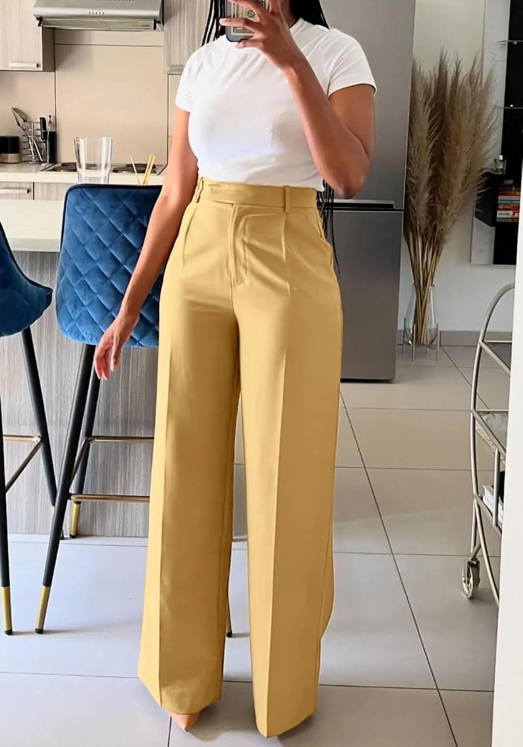 Famnbro Womens Dress Pants Slacks High Waisted Wide Leg Yoga Business Work Pants Trousers