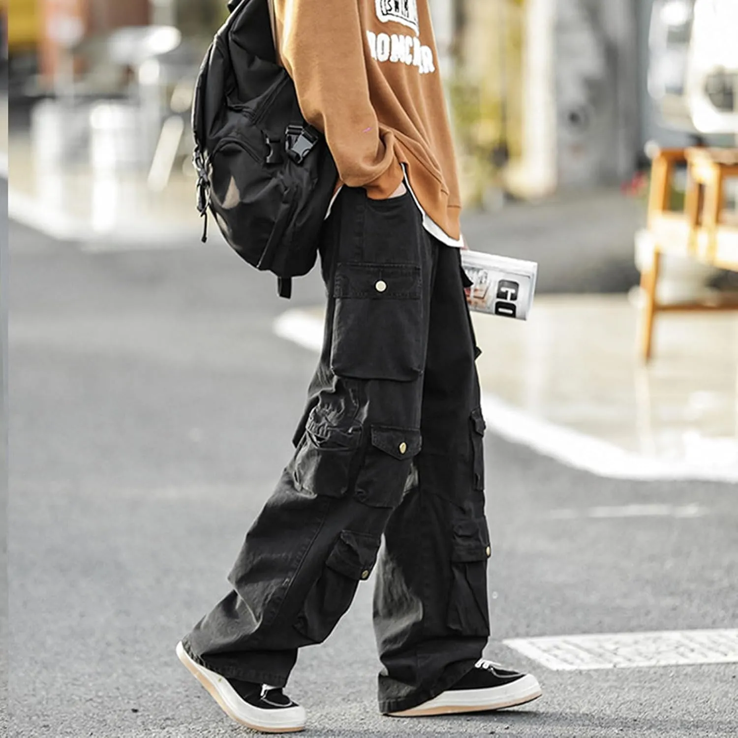 FantasyGears Jeans Y2k Gothic Cargo Pants Baggy Streetwear Jeans Hip Hop Joggers Parachute Pants for Men