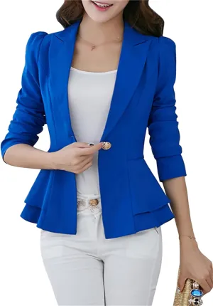 Fashion Button Down Blazer for Women Lightweight Lapel Front Open Blazer Casual Business Slim Fit Blazer