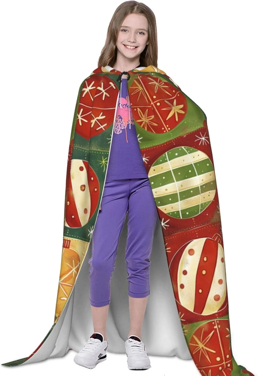 Festival Prints Halloween Cape For Teenagers, Hooded Cloak Long Cape Costume Cloak For Party Or Cosplay