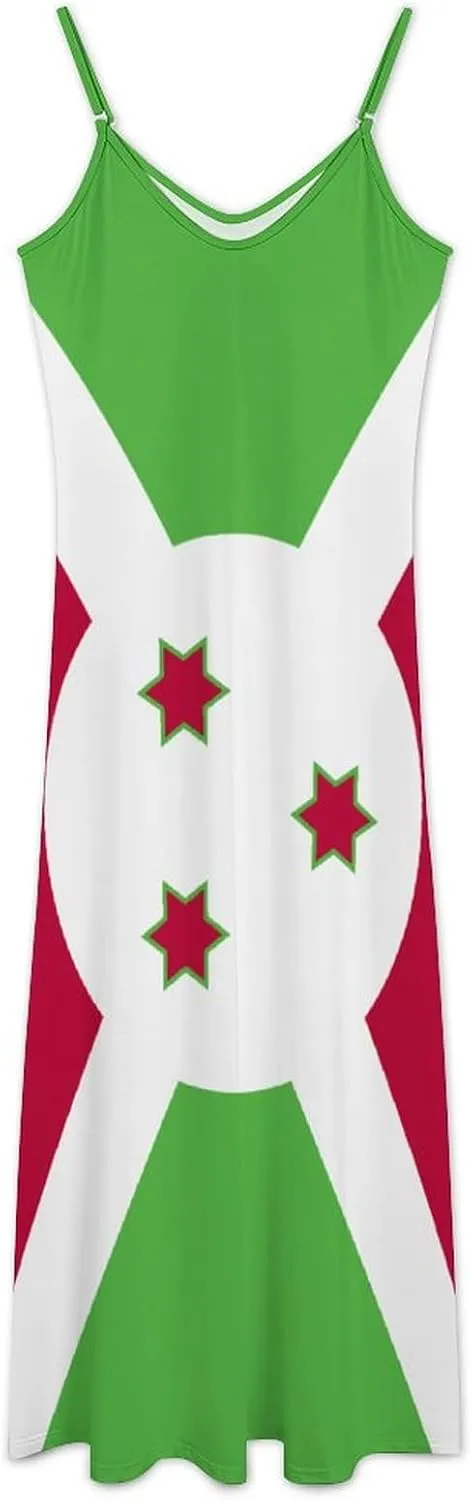 Flag of Brazil Women Summer Camisole Long Skirt, Beach Skirt, Suspender Dress, Fishtail Skirt