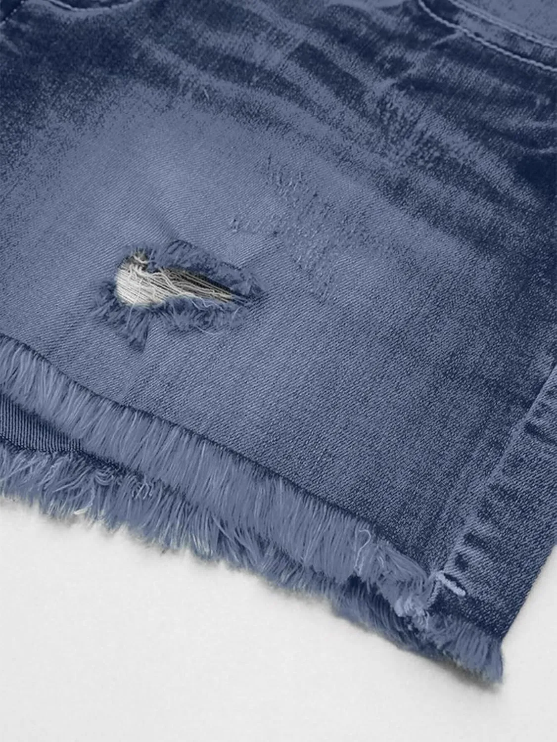 Flamingals Jean Shorts for Women Mid Waisted Stretchy Ripped Denim Shorts Raw Hem Curvy Summer Trendy