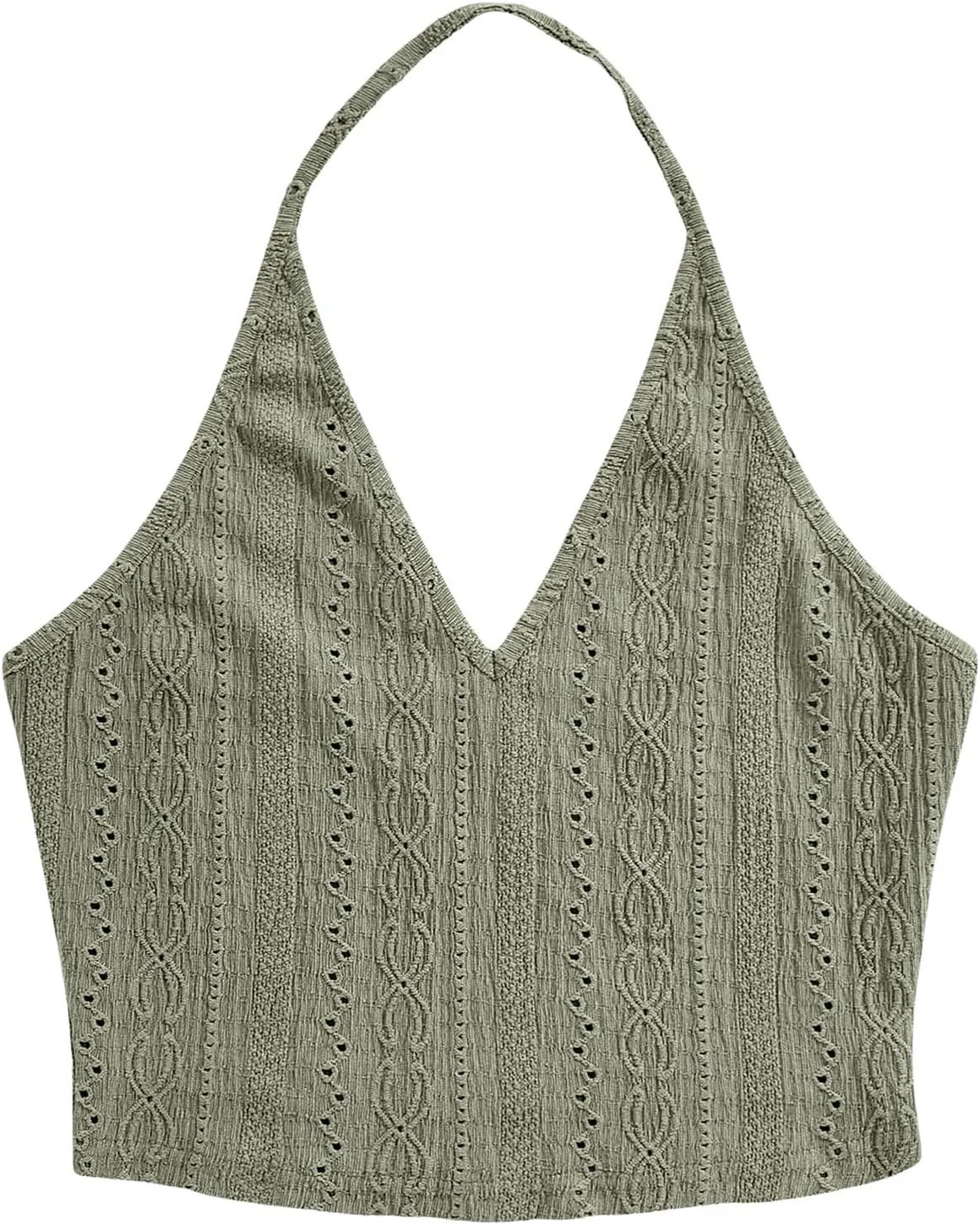 Floerns Women's Boho Halter Backless Camisole Sleeveless Vacation Crop Tops