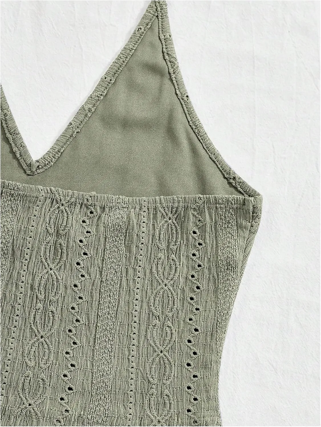 Floerns Women's Boho Halter Backless Camisole Sleeveless Vacation Crop Tops