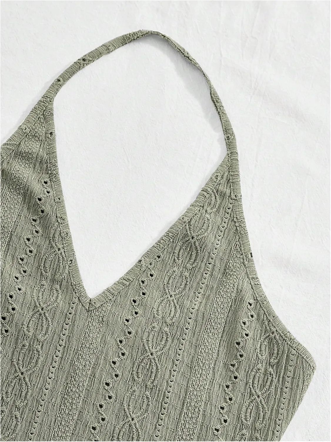 Floerns Women's Boho Halter Backless Camisole Sleeveless Vacation Crop Tops