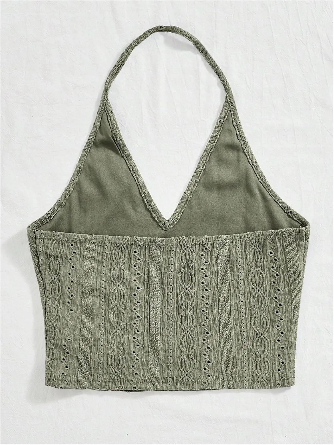 Floerns Women's Boho Halter Backless Camisole Sleeveless Vacation Crop Tops