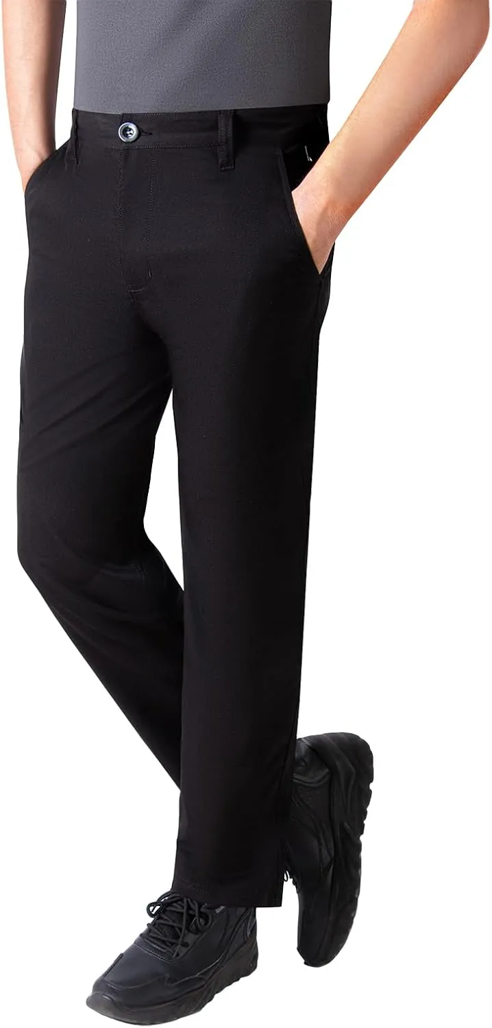 FORBEMK Men's Dress Pants Slim Fit Flat Front Pant Lightweight Golf Pants Casual Trousers with Pockets