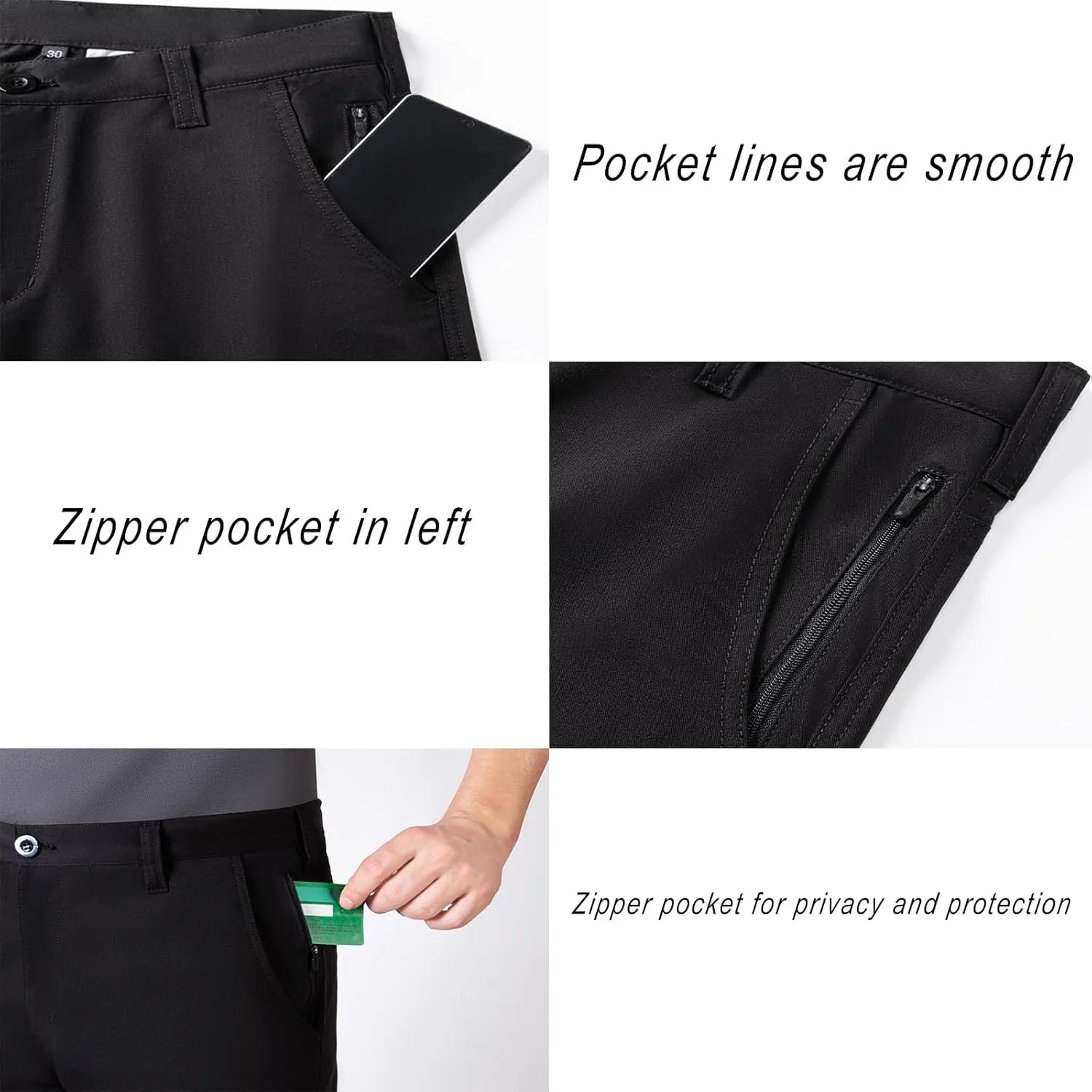 FORBEMK Men's Dress Pants Slim Fit Flat Front Pant Lightweight Golf Pants Casual Trousers with Pockets